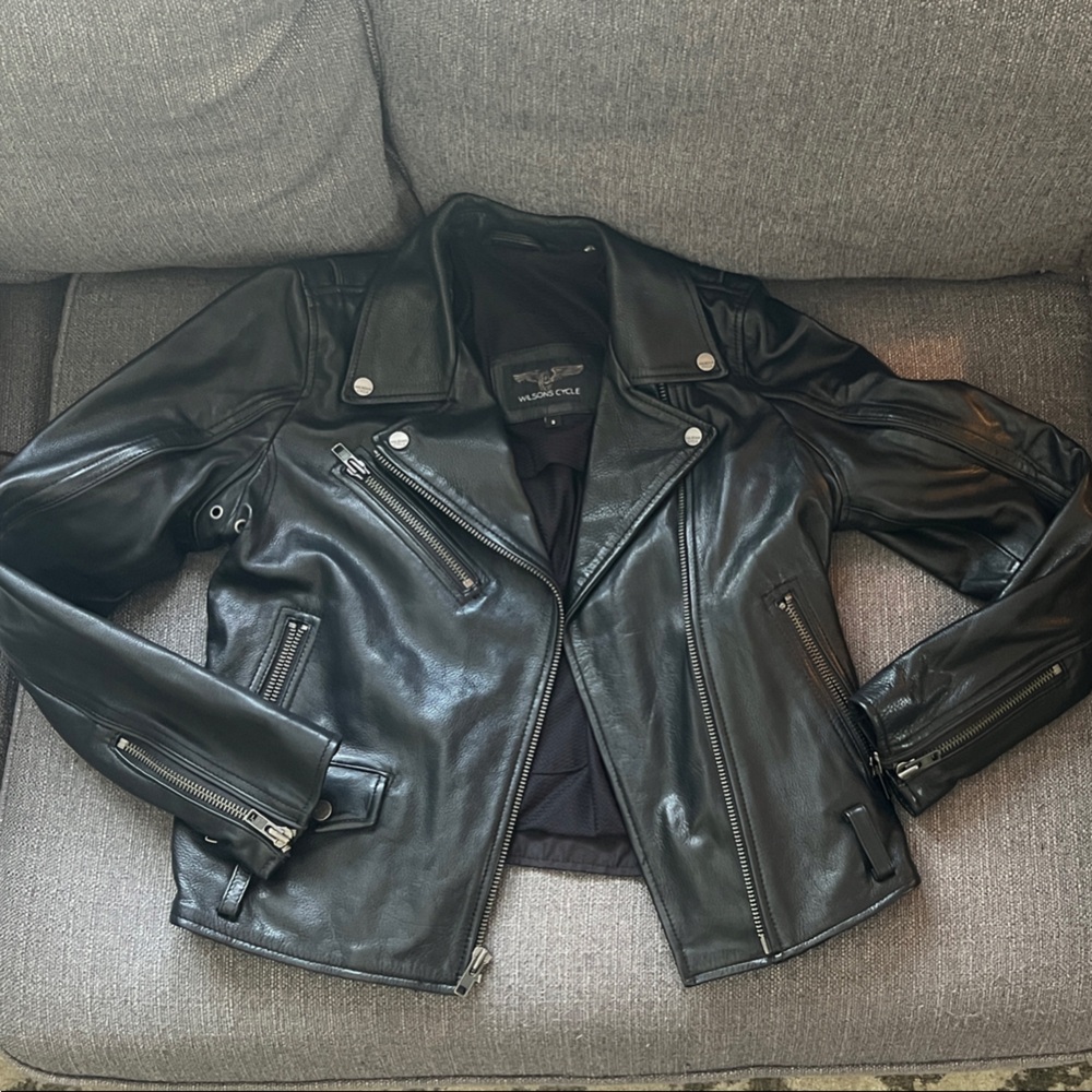 Wilsons Leather Black Moto Leather Jacket